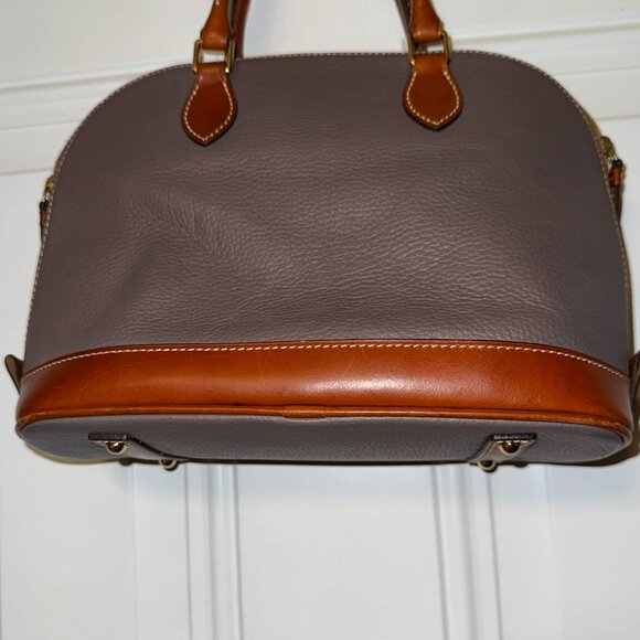 Dooney & Bourke Pebble Zip Zip Satchel with Strap Gray Tan Leather - Picture 3 of 10